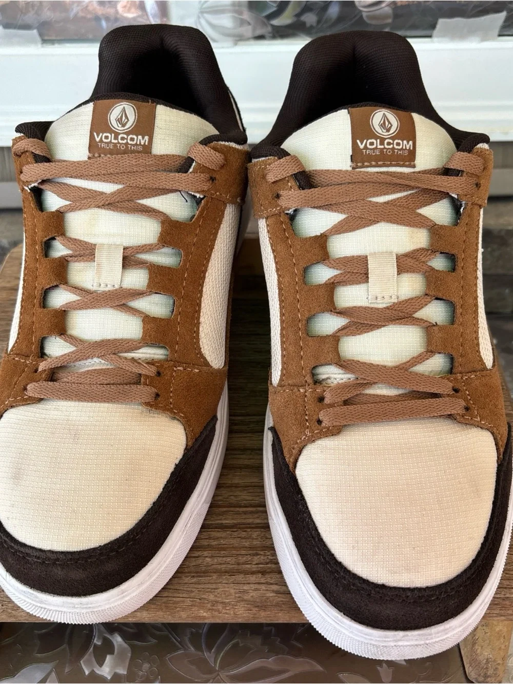 Volcom Men workwear Comp toe Sneakers in Brown and Cream with Dark Brown Accents